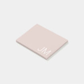 Trendy Blush Pink Oversified Mit Monogramm Initial Post-it Klebezettel (angewinkelt)