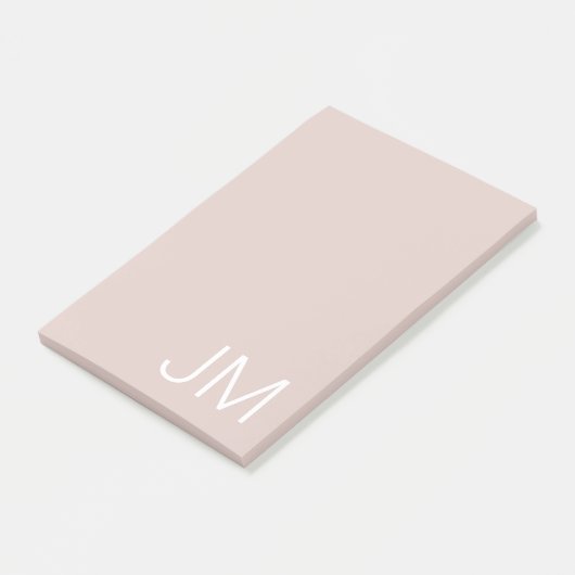 Trendy Blush Pink Oversified Mit Monogramm Initial Post-it Klebezettel (angewinkelt)