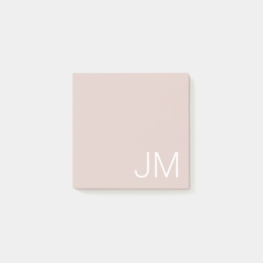 Trendy Blush Pink Oversified Mit Monogramm Initial Post-it Klebezettel (Vorderseite)