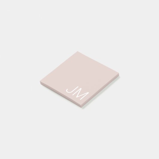 Trendy Blush Pink Oversified Mit Monogramm Initial Post-it Klebezettel (angewinkelt)