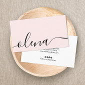 Trendy Blush Pink Script Calligraphy Visitenkarte