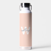 Trendy Blush Pink Script Typografie Monogram Trinkflasche (Vorne)