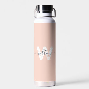 Trendy Blush Pink Script Typografie Monogram Trinkflasche