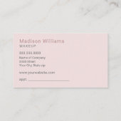 Trendy Blush Pink und Gold Glitzer Makeup Visitenkarte (Rückseite)