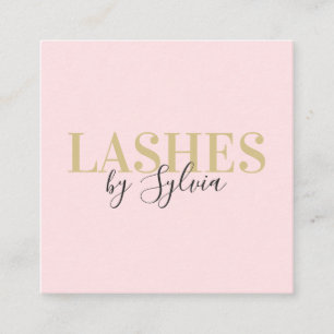 Trendy Blush Pink und Goldstriche Chic Script Schr Quadratische Visitenkarte