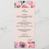Trendy Blush Pink Watercolor Hochzeitsessen Menükarte (Vorderseite)