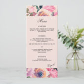 Trendy Blush Pink Watercolor Hochzeitsessen Menükarte (Stehend Vorderseite)