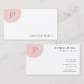Trendy Blush Pink White Elegant Modernes Monogramm Visitenkarte (Vorne/Hinten)
