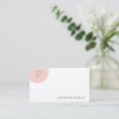 Trendy Blush Pink White Elegant Modernes Monogramm Visitenkarte (Stehend Vorderseite)