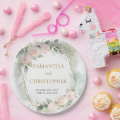 Trendy Blush Rose Goldrahmen Eukalyptus Hochzeit Pappteller (Party)