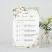 Trendy Blush und Goldrahmen Was hat der Bräutigam (Stehend Vorderseite)