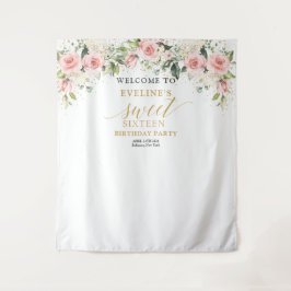 Trendy Blütengold Glitzern 16. Geburtstag Wandteppich