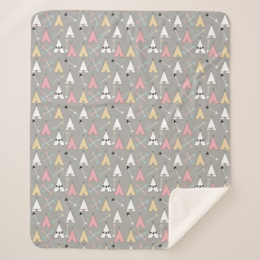Trendy Bohemisch Arrows & Teepees Sherpadecke (Vorderseite)