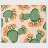 Trendy Bohemisch Prickly Pear Cactus & Blume Geschenkpapier (Flach)