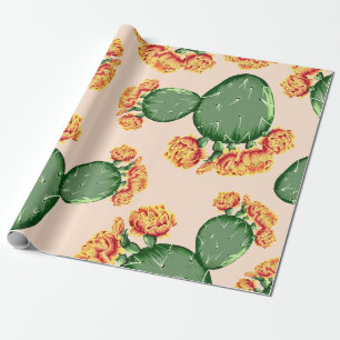 Trendy Bohemisch Prickly Pear Cactus & Blume Geschenkpapier