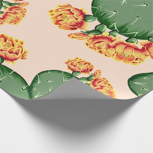 Trendy Bohemisch Prickly Pear Cactus & Blume Geschenkpapier (Ecke)