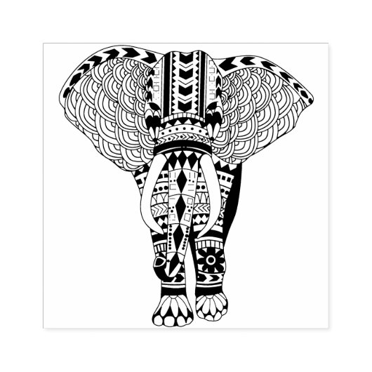 Trendy Bohemisch Tribal Gemustert Elephant Gummistempel (Prägung)