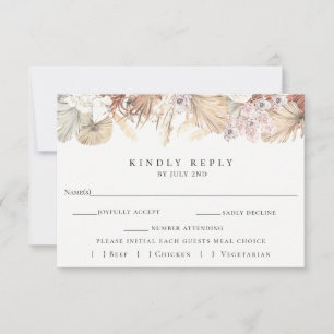 Trendy Bohemische Hochzeit RSVP mit Speisekarte Karte