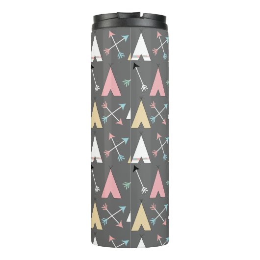 Trendy Bohemische Teepees u. Pfeile personalisiert Thermosbecher (Rückseite)