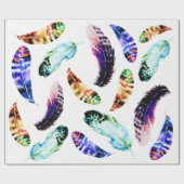 Trendy Bohemische WasserfarbenFedern Geschenkpapier (Flach)