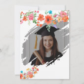 Trendy Boho Abschluss Foto Card - Orange Florals Einladung (Rückseite)