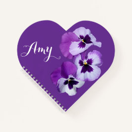 Trendy boho Amy Name lila Pansy Blumenherz Notizblock