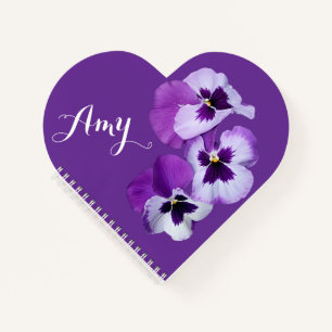 Trendy boho Amy Name lila Pansy Blumenherz Notizblock