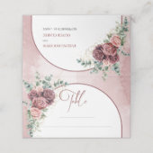 Trendy boho arch blush burgundy blumengold platzkarte (Außenseite Aufgefaltet)