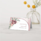Trendy boho arch blush burgundy blumengold platzkarte (Rückseite)
