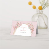 Trendy boho arch blush pink peonas pampas sage platzkarte (Rückseite)