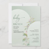 Trendy boho arch greenerégiore blush geblümtes Bab Einladung (Vorderseite)