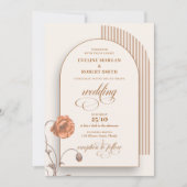Trendy boho arch terracotta Blume Elfenbeinbraun Einladung (Vorderseite)