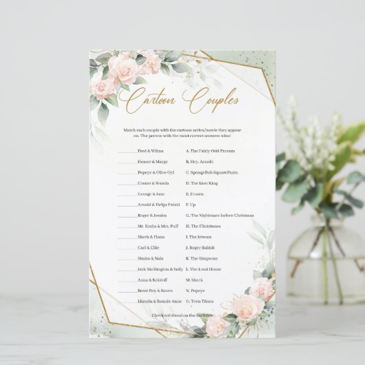 Trendy boho blush and green Cartoon Paare (Stehend Vorderseite)