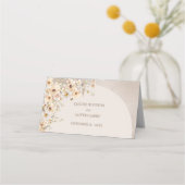 Trendy boho bogenneutrale Elfenbeinweiße Wildblume Platzkarte (Rückseite)