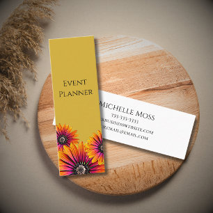 Trendy Boho Botanical Daisies Simple Gold Mini Visitenkarte