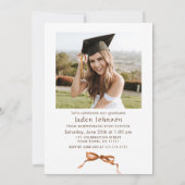 Trendy Boho Bow Ribbon 2 FOTO Graduation Party Einladung (Rückseite)