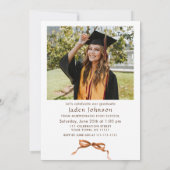 Trendy Boho Bow Ribbon 2 FOTO Graduation Party Einladung (Rückseite)