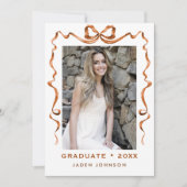 Trendy Boho Bow Ribbon 2 FOTO Graduation Party Einladung (Vorderseite)