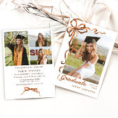 Trendy Boho Bow Ribbon 4 FOTO Graduation Party Einladung