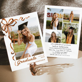 Trendy Boho Bow Ribbon 5 FOTO Graduation Party Einladung