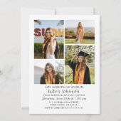 Trendy Boho Bow Ribbon 5 FOTO Graduation Party Einladung (Rückseite)