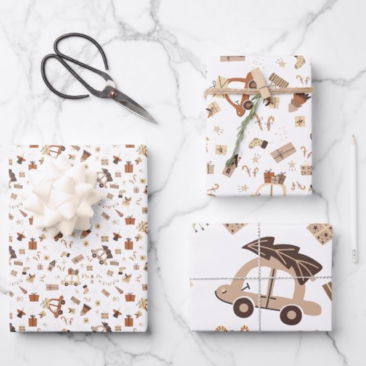 Trendy Boho Brown Christmas Geschenkpapier Set (Vorderseite)