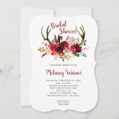 Trendy Boho Burgunder BlumenBrautparty laden ein Einladung (Vorderseite)