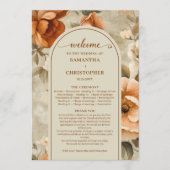 Trendy Boho Burnt Orange Ivory Sage Floral Wedding Programm (Vorderseite)