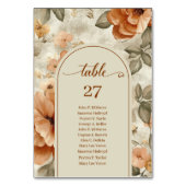 Trendy Boho Burnt Orange Ivory Sage Floral Wedding Tischnummer (Vorderseite)