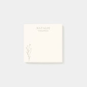 Trendy Boho Chic Griege Blume Personalisiert Post-it Klebezettel (Vorderseite)