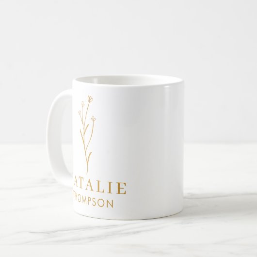 Trendy Boho Chic Minimalistisch Custom Mustard Yel Kaffeetasse (Vorderseite Links)