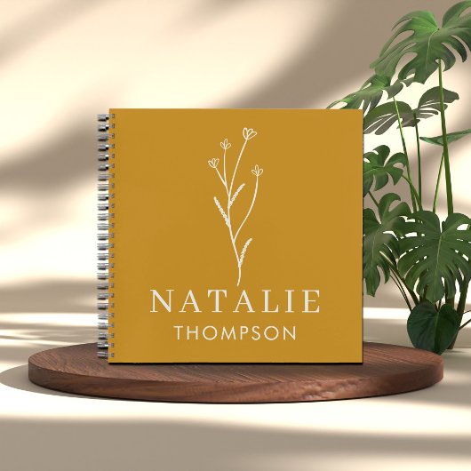 Trendy Boho Chic Minimalistisch Custom Mustard Yel Notizblock