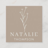 Trendy Boho Chic Minimalistisch Rustic Greig Blume Quadratische Visitenkarte (Vorderseite)