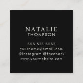 Trendy Boho Chic Minimalistische Schwarz-Weiß-Blum Quadratische Visitenkarte (Rückseite)